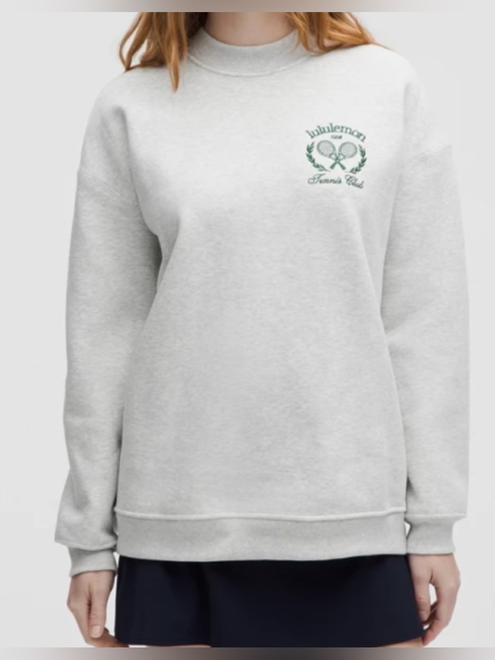 lululemon athletica Gray Crewneck Sweatshirt with Green Tennis Club Logo